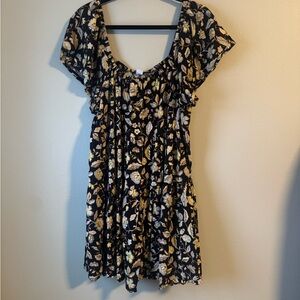 Floral Black and Yellow Dress